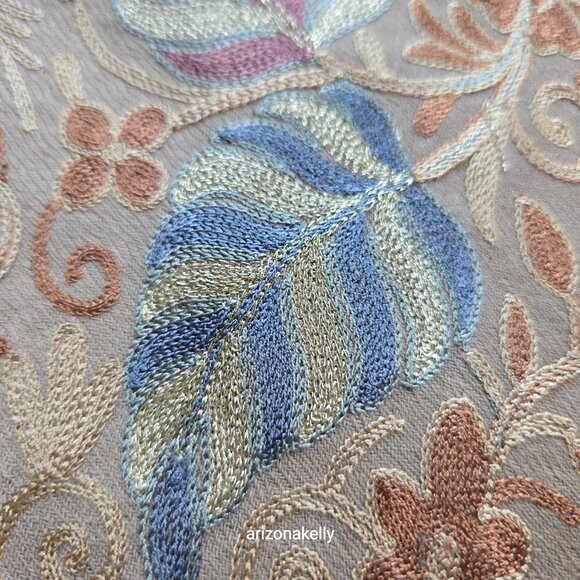 NWOT Ahujasons Wool Scarf Chain Stitch Embroidery - Picture 8 of 17